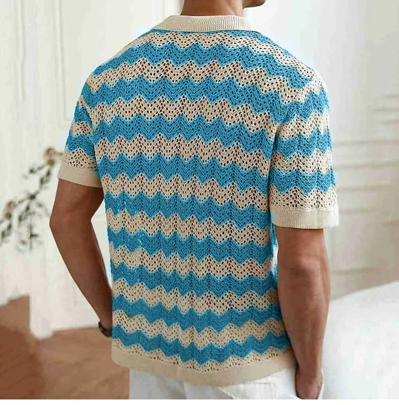 Monaco Wave Knit Button-Up