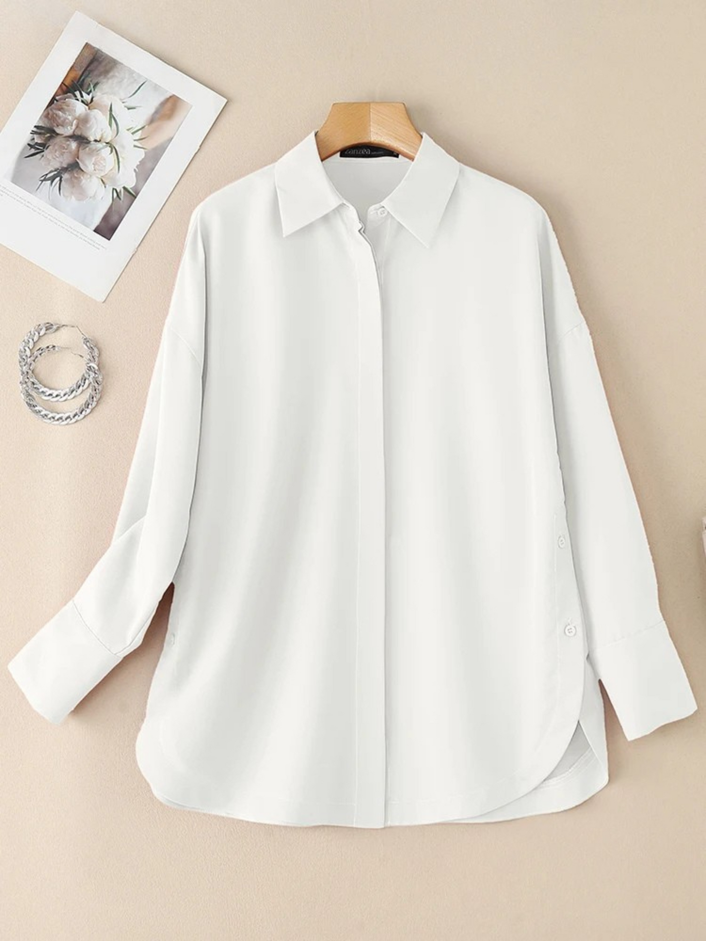 Oversized Lapel Button Shirt Dress