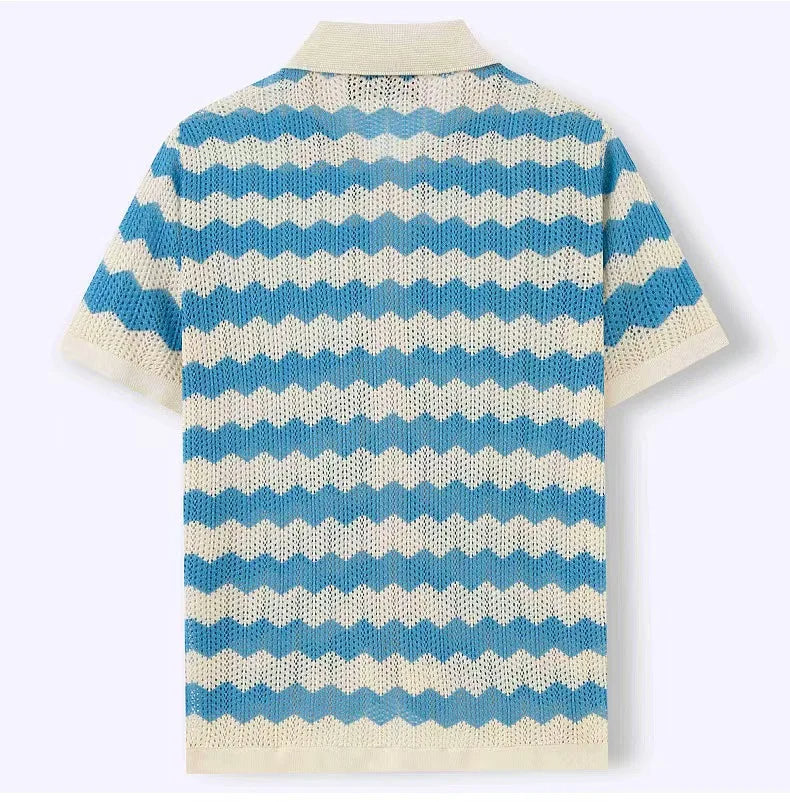Monaco Wave Knit Button-Up