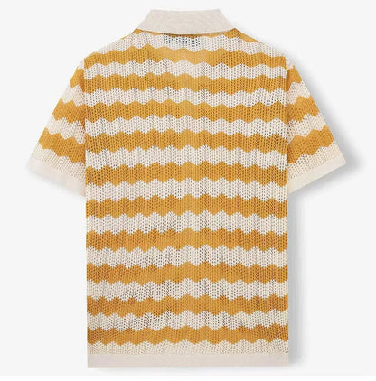 Monaco Wave Knit Button-Up