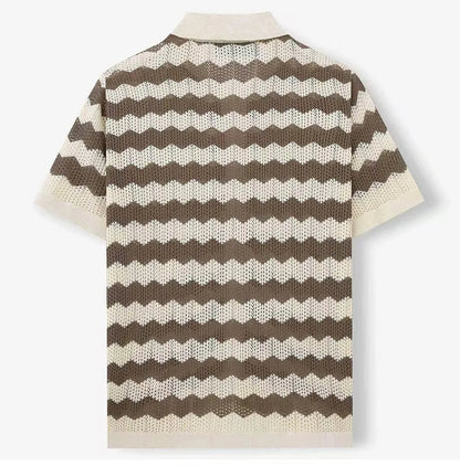 Monaco Wave Knit Button-Up