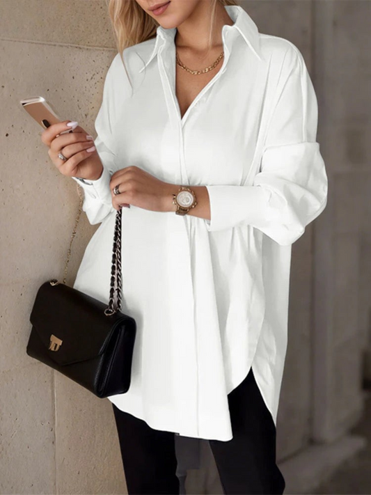 Oversized Lapel Button Shirt Dress
