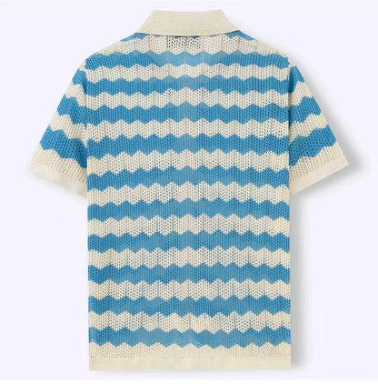 Monaco Wave Knit Button-Up